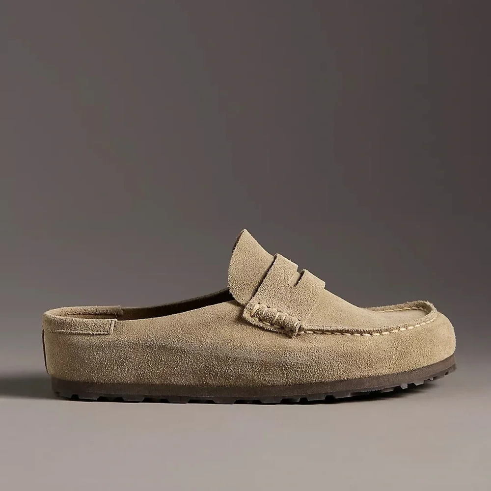 Birkenstock Suede Penny Loafers in Taupe - Picture 3 of 8